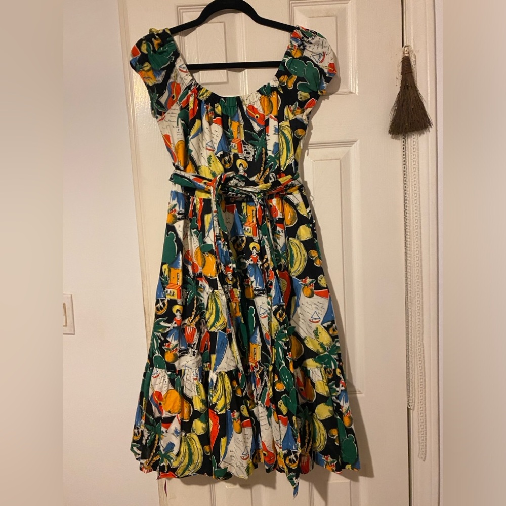 J Crew Postcard print peasant dress 6P
